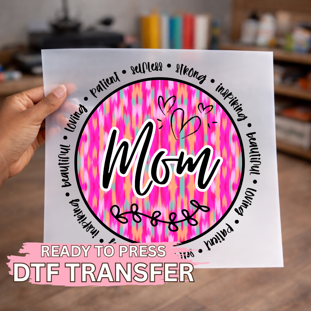 Mom Pink Bright Brush Stroke DTF TRANSFER