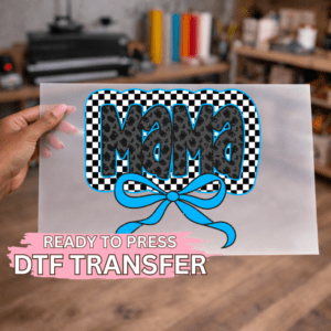 Blue Checkered Mama DTF TRANSFER