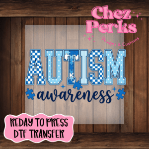 Autism Awareness Blue Text DTF TRANSFER
