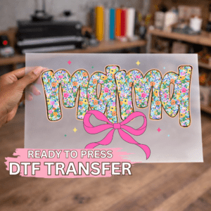 Floral Pink Bow Mama DTF TRANSFER