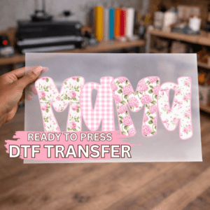 Pink Gingham Floral Mama DTF TRANSFER
