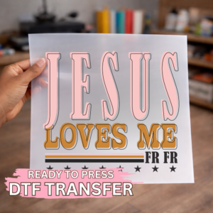 Jesus Loves Me FR FR Peach DTF TRANSFER
