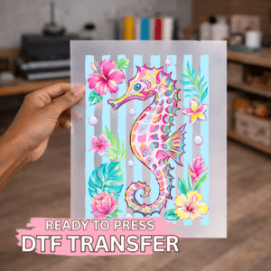 Preppy Floral Stripped SeaHorse DTF TRANSFER