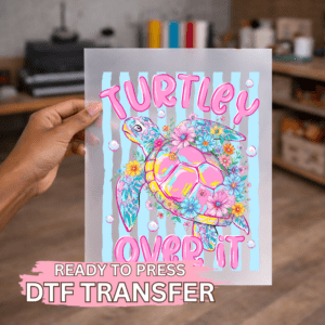 Preppy Stripped Floral Turtle DTF TRANSFER