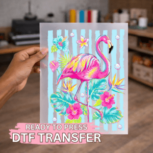 Preppy Stripped Floral Flamingo DTF TRANSFER