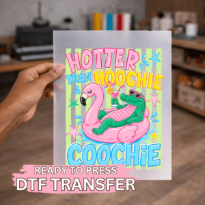 Preppy Stripped Flamingo Floatie Croc DTF TRANSFER