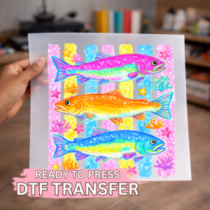 Preppy Stripped Floral Fish DTF TRANSFER