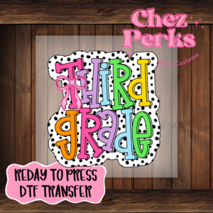 Rainbow Dalmatian Dots Third Grade DTF TRANSFER