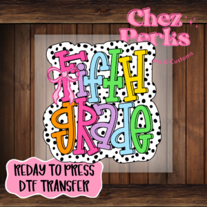 Rainbow Dalmatian Dots Fifth Grade DTF TRANSFER
